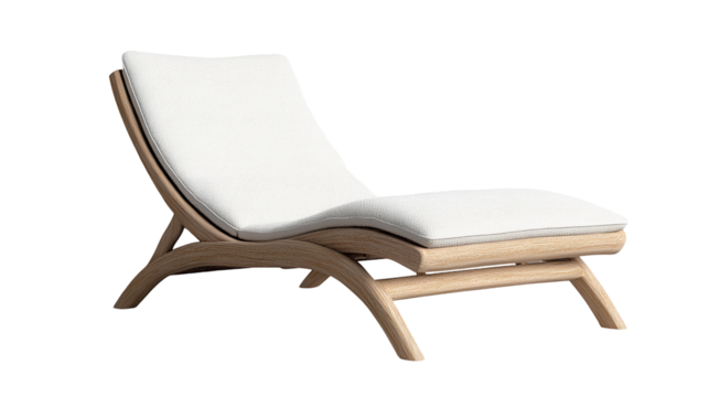 Modern lounge chair with a sleek design, perfect for relaxation and comfort. transparent background