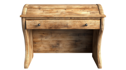 Rustic wooden desk with a single drawer, ideal for home office or creative workspace. transparent background