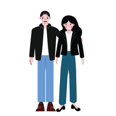 Romantic couple standing. Couple in love. Flat graphic vector illustration isolated on white background