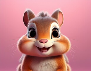 Fototapeta premium Niedliches Eichhörnchen, rosa Hintergrund
