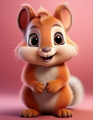 Niedliches Eichh&ouml;rnchen, rosa Hintergrund