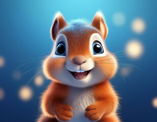 Niedliches Eichh&ouml;rnchen, blauer Hintergrund