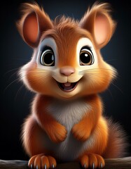 Niedliches Eichh&ouml;rnchen, schwarzer Hintergrund