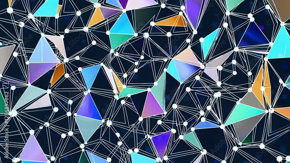 Aufkleber dynamic geometric transformation of colorful polyhedral shapes in motion