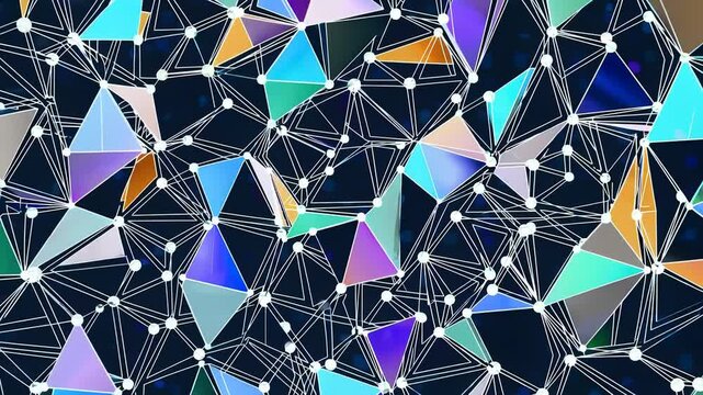 Dynamic geometric transformation of colorful polyhedral shapes in motion