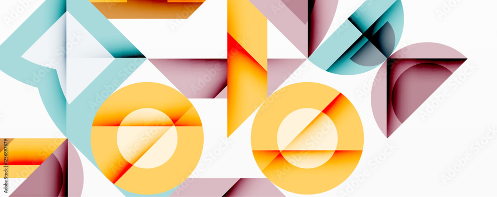 Poster minimal geometric abstract background. circle square and triangle design