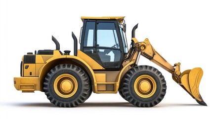Yellow bulldozer, isolated, construction equipment, work vehicle