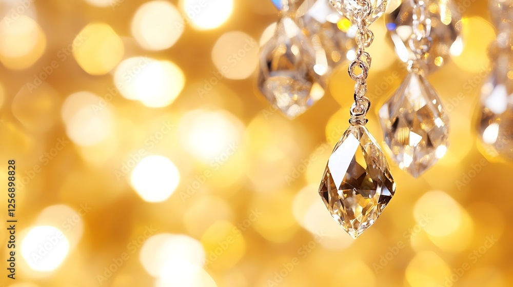 Fototapete elegant sparkling crystal chandelier capturing light and creating a warm golden ambiance in a lavish