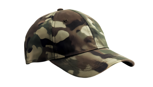 Camouflage Cap: Military Style, Urban Fashion, Tactical Headwear, Isolated on White Background,     