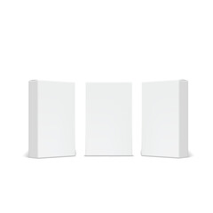 Fototapeta premium Blank White Product Packaging Boxes Mockup Set. Vector