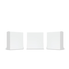 Blank White Product Packaging Boxes Mockup Set. Vector
