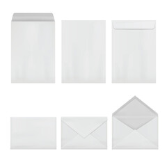 Blank White Envelope and Letter Paper Set Mockup. Vector