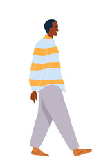 Naklejka premium Business person walking. Side view of happy smiling man going to work. Employee or company worker rushes to office. Flat vector illustration isolated on background