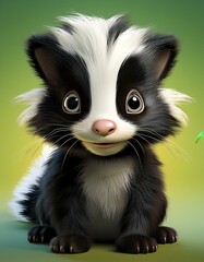 Niedliches Stinktier, gr&uuml;ner Hintergrund