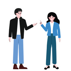 Arguing couple. Conflict between man and woman. Relationship problems, concept of arguing and miscommunication. Flat graphic vector illustration isolated on white background