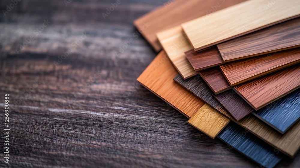 Poster stylish collection of wood sample boards in various shades for interior design projects : generative