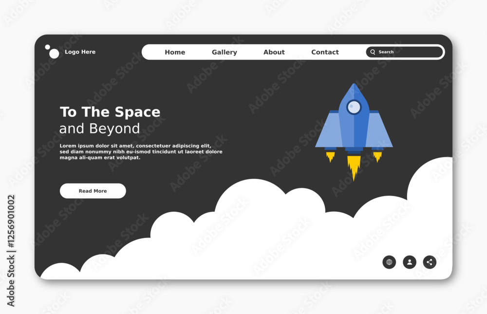 Poster landing page template with startup concept. development technology. vector illustration