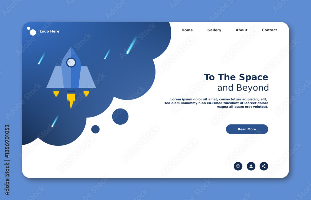 Poster landing page template with startup concept. development technology. vector illustration
