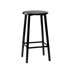 A black wooden tall stool isolated on white background