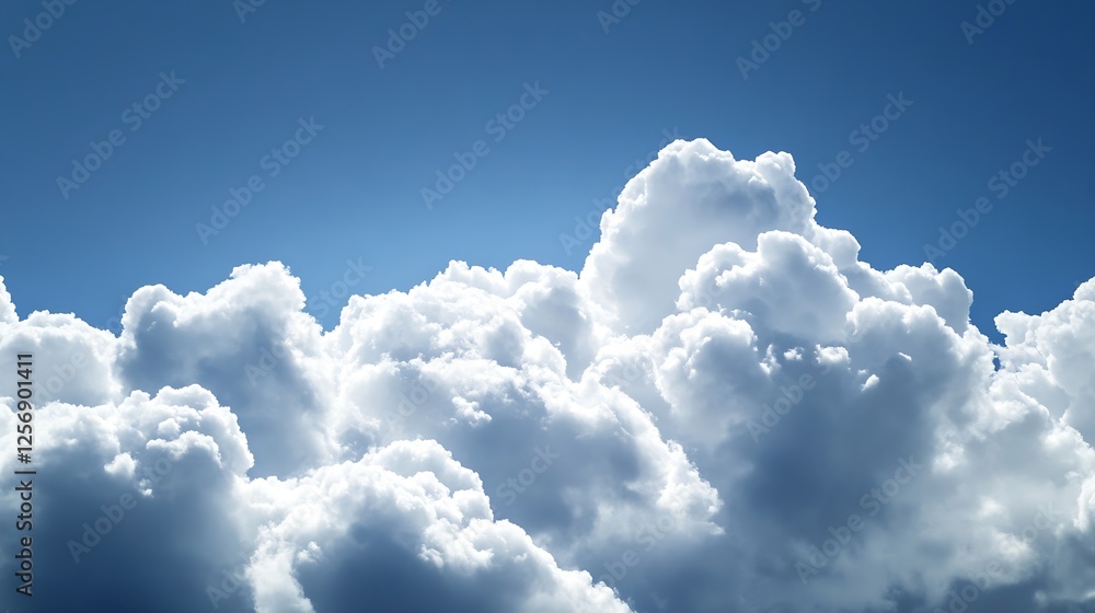 Aufkleber fluffy white clouds against a bright blue sky creating a serene atmosphere : generative ai