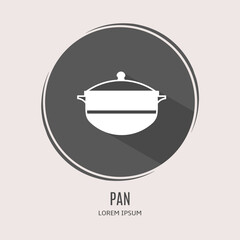 Symbol pan logo. Illustration of pan in flat. Stock vector.