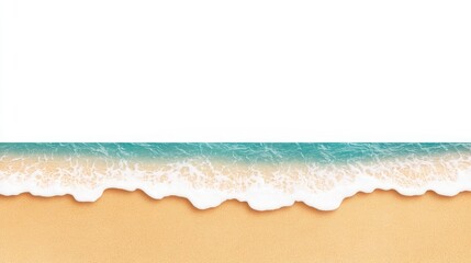 Obraz premium Serene beach scene with gentle waves lapping at golden sand under a clear blue sky