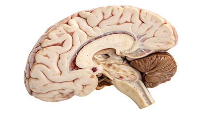 cross section of brain on white background