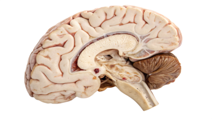 cross section of brain on white background
