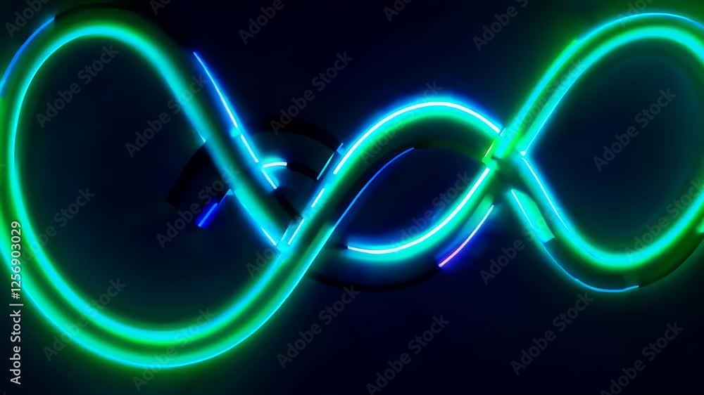 Poster colorful neon light trails create dynamic infinity shapes in continuous motion