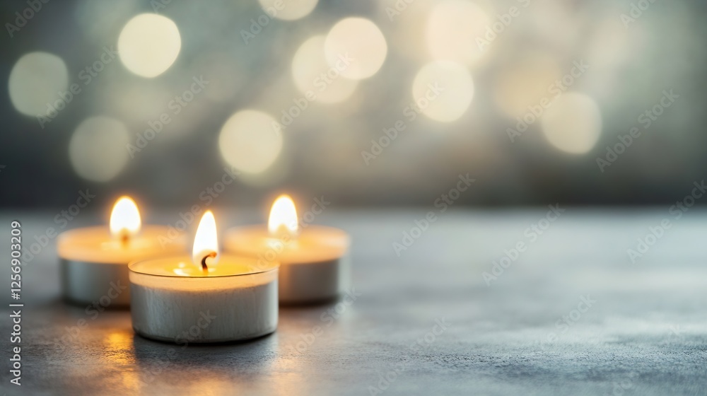 Aufkleber three cozy lit candles with soft glowing flames creating a warm and relaxing atmosphere : generative