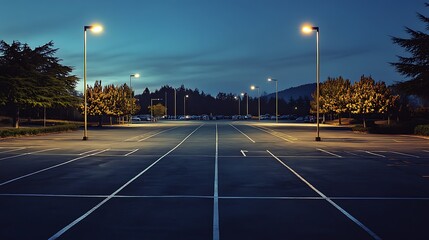 A parking lot at dusk