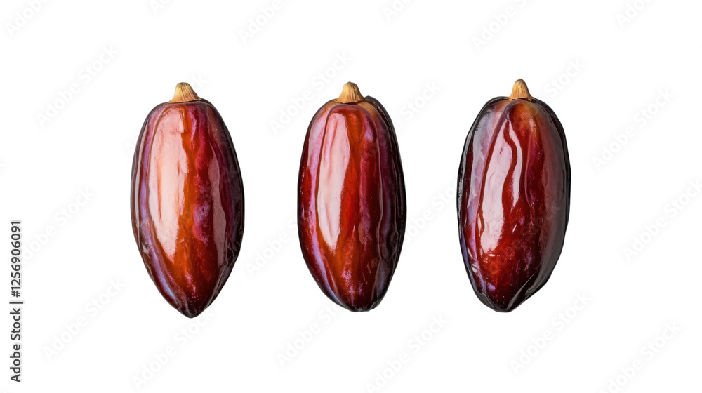 Poster three ripe dates isolated on transparent background