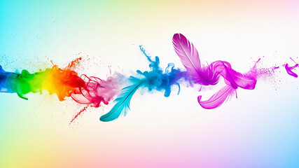 Obraz premium Feathers, paint, flying, splashing, patterns, colors, festivals, celebrations, events