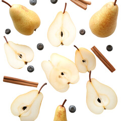 Elegant Organic Pear, Fresh, Fruit PNG cutout isolated on white and transparent background.

