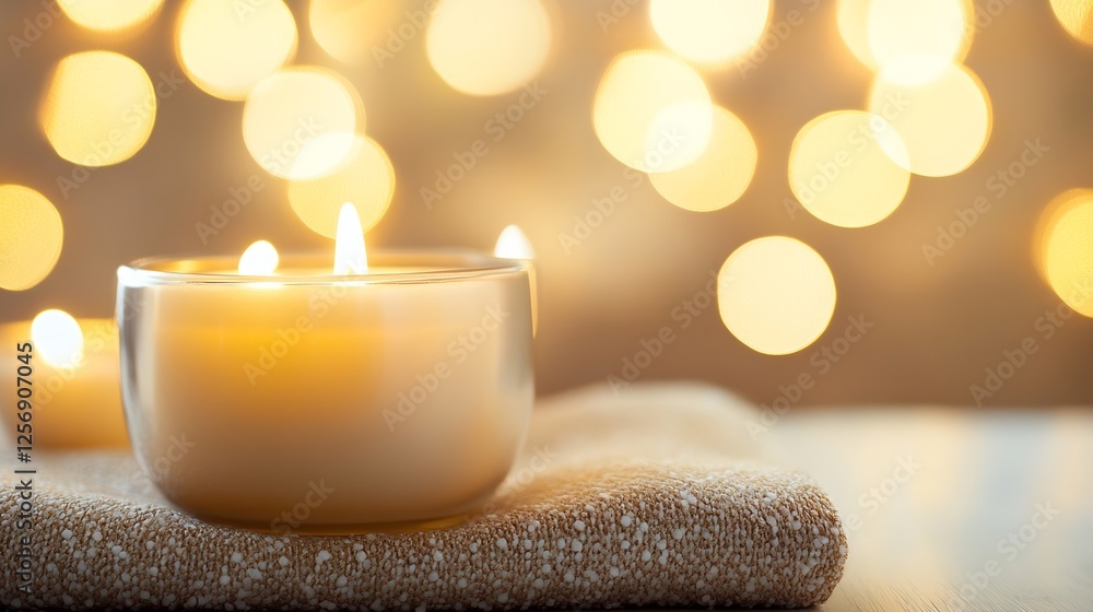 Poster Serene candlelight glow creates a warm ambiance in a softly lit environment : Generative AI