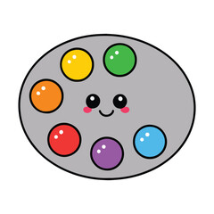 Fototapeta premium Kawaii color palette with soft pastel tones, including pink, blue and yellow, arranged on a white background. Cute and aesthetic design element.