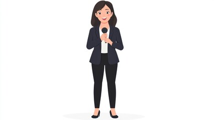 Smiling Woman Holding a Microphone
