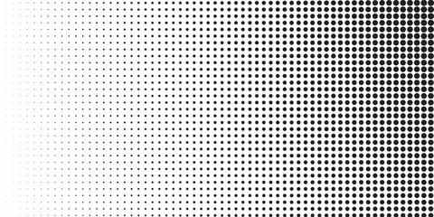 Dotted halftone gradient texture. Vanishing polka dot background. Repeating dots gradation pattern background. Black fading comic pop art overlay