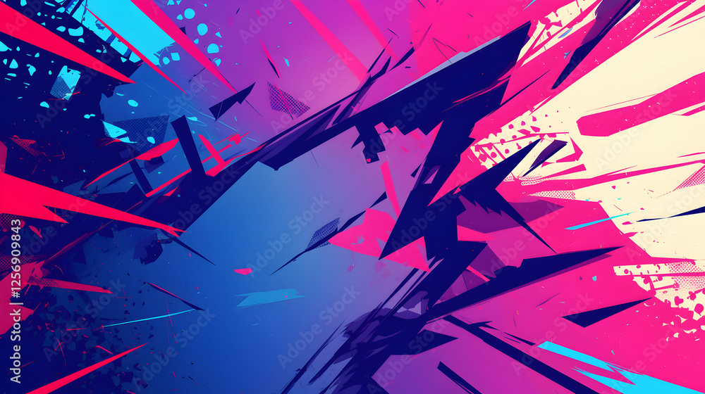 Aufkleber dynamic abstract background with angular shapes and vibrant color gradients