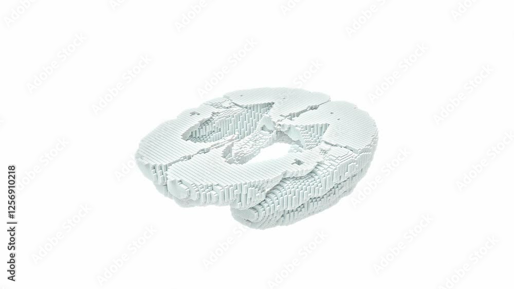 Aufkleber brain box. brain made of many rectangular objects on white and green screen background. futuristic m