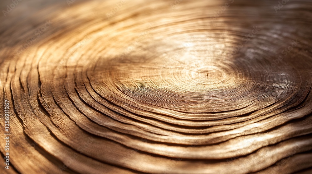 Aufkleber detailed closeup of a wooden surface featuring intricate rings and textures illuminated by soft ligh