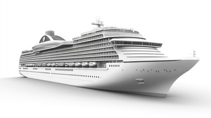 Obraz premium 3D Rendered Cruise Ship Isolated on White