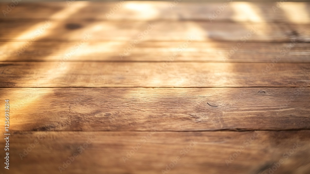 Poster close up of smooth wooden surface with sunlight shadows : generative ai