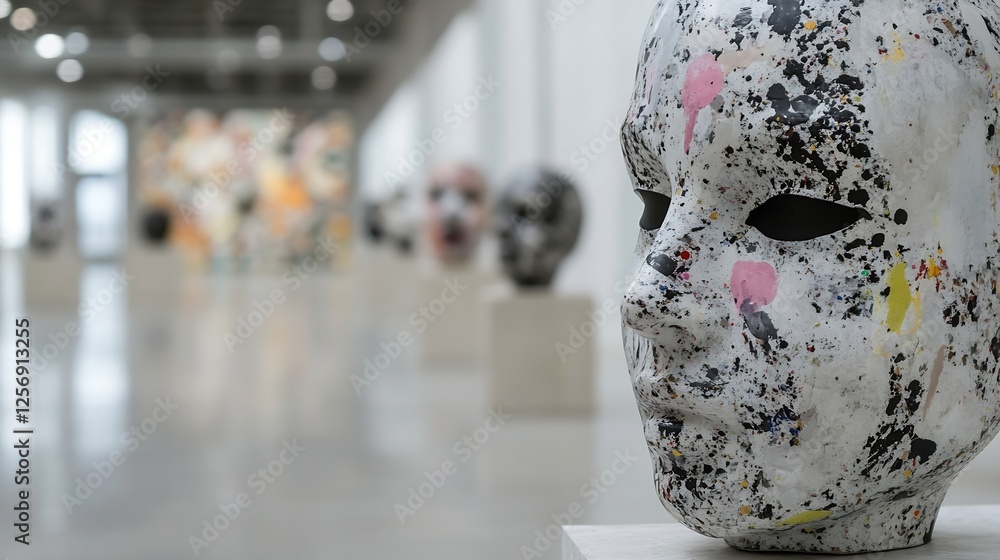 Aufkleber Artistic sculpture on display in modern gallery highlighting creativity and artistic expression with colorful patterns : Generative AI