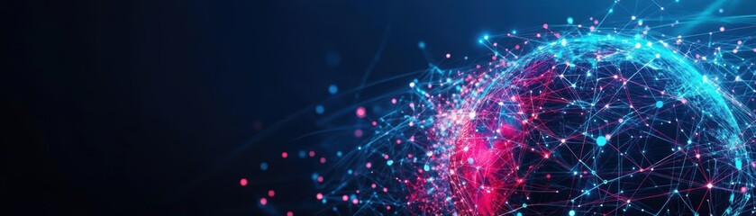 Obraz premium Brain with a network of connected lines illustrating neural connections and cognitive processes
