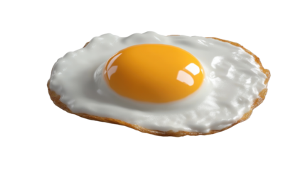 Fried egg with round yolk on transparent background