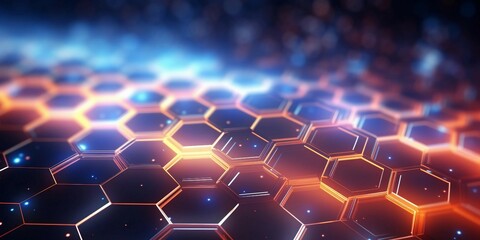 Abstract background hexagon pattern with glowing lights