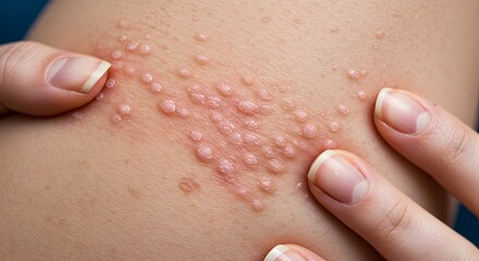 Close-up view showcasing Molluscum Contagiosum infection on human skin