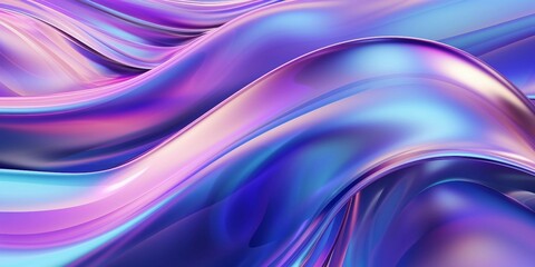 A 3D abstract background of iridescent holographic glass waves, creating a modern and futuristic aesthetic