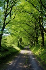 Fototapeta premium a path, minimal with a pop of green